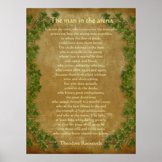 Het man in de arena Parchment with ivy Poster (Voorkant)