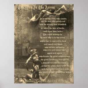 "Het man in de arena" Theodore Roosevelt sepia Poster