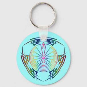 Het Man in de doolhof - Tribaal Tattoo gekleurd Sleutelhanger