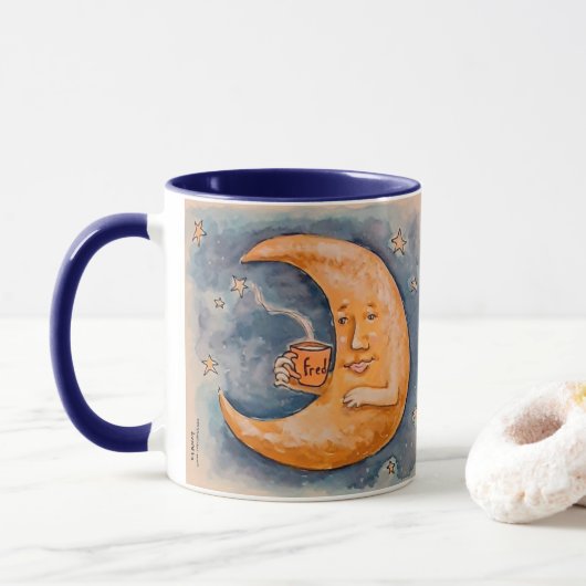 Het Man in de maan Mok (Met donut)