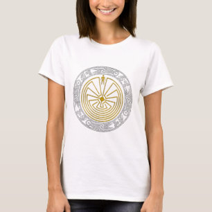 Het Man in de Maze - Ornament gouden zilver T-shirt