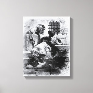 Het Man in het ijzermasker in zijn gevangenis Canvas Afdruk