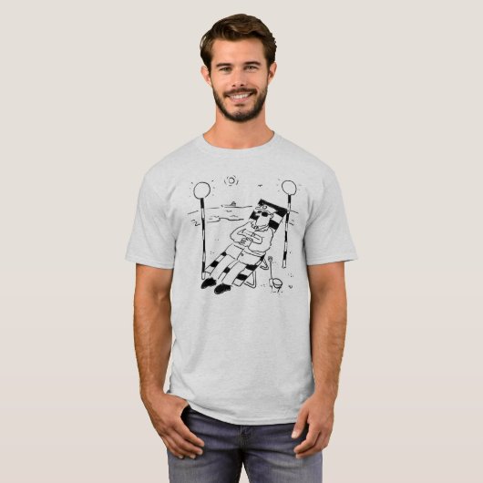 Het Man Lollipop is zonnebaden op een strand T-shirt (Voorkant volledig)