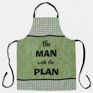 Het Man met het Plan Green en Gingham Schort