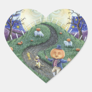 HET MAN PUMPKIN, FOLK ART HALLOWEEN STICKER Hart