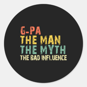 Het Man The Myth Bad beïnvloedt Funny Retro Ronde Sticker
