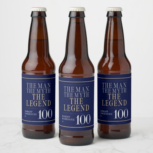 Het Man The Myth The Legend 100th Birthday Bier Etiket (Flessen)