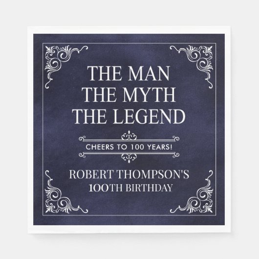 Het Man The Myth The Legend 100th Birthday Blue Servet (Voorkant)