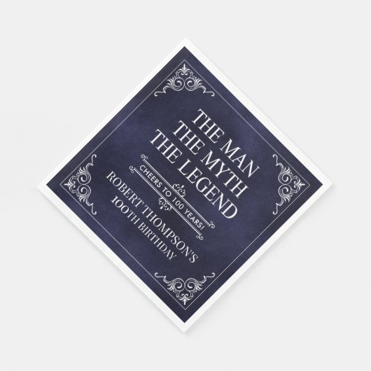 Het Man The Myth The Legend 100th Birthday Blue Servet (Hoek)