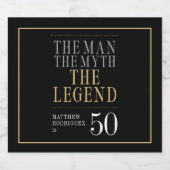 Het Man The Myth The Legend 50th Birthday Sparkling Wijnetiket (Enkel label)