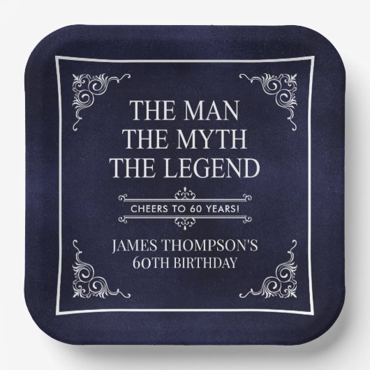 Het Man The Myth The Legend 60th Birthday Papieren Bordje (Voorkant)