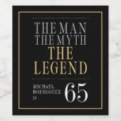 Het Man The Myth The Legend 65th Birthday Wijn Etiket (Enkel label)