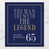 Het Man The Myth The Legend 65th Birthday Wijn Etiket (Enkel label)