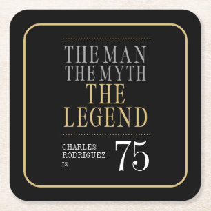 Het Man The Myth The Legend 75th Birthday Vierkante Kartonnen Onderzetter