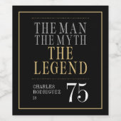 Het Man The Myth The Legend 75th Birthday Wijn Etiket (Enkel label)