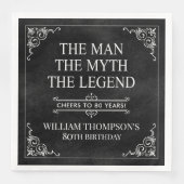 Het Man The Myth The Legend 80th Birthday Black Servet (Voorkant)
