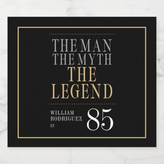 Het Man The Myth The Legend 85th Birthday Sparkling Wijnetiket (Enkel label)