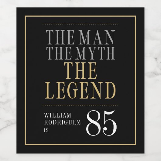 Het Man The Myth The Legend 85th Birthday Wijn Etiket (Enkel label)
