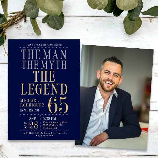 Het Man The Myth The Legend Foto 65e verjaardag Kaart