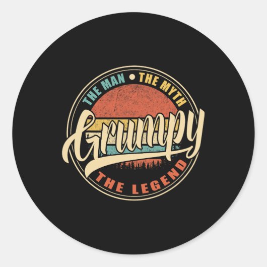 Het Man The Myth The Legend Retro Fathers Ronde Sticker (Voorkant)