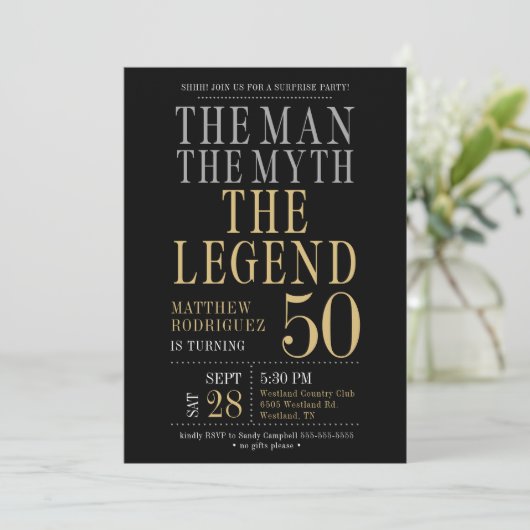 Het Man The Myth The Legend Surprise 50ste Verjaar Kaart (Staand voorkant)