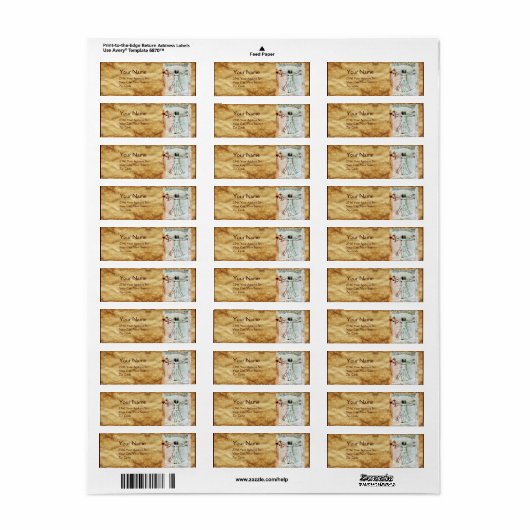 Het MAN VITRUVIAN, Antiek bruin perkament Etiket (Full Sheet)
