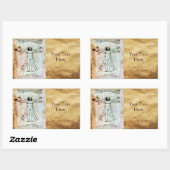 Het MAN VITRUVIAN, Antiek bruin perkament Rechthoekige Sticker (Vel)