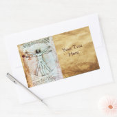 Het MAN VITRUVIAN, Antiek bruin perkament Rechthoekige Sticker (Envelop)