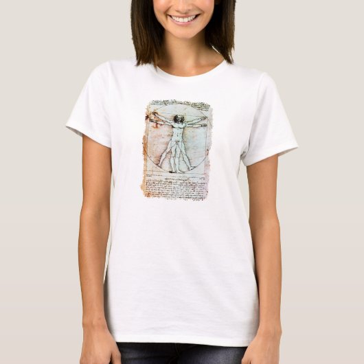 Het MAN VITRUVIAN, Antiek bruin perkament T-shirt (Voorkant)