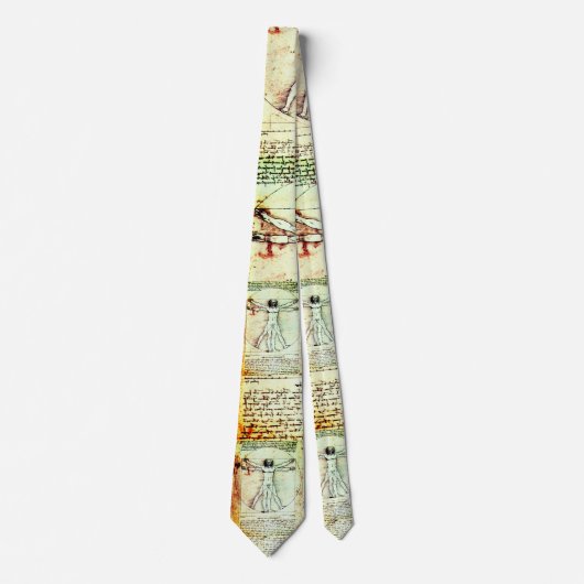 Het MAN VITRUVIAN, Antiek wit bruin perkament Stropdas (Voorkant)