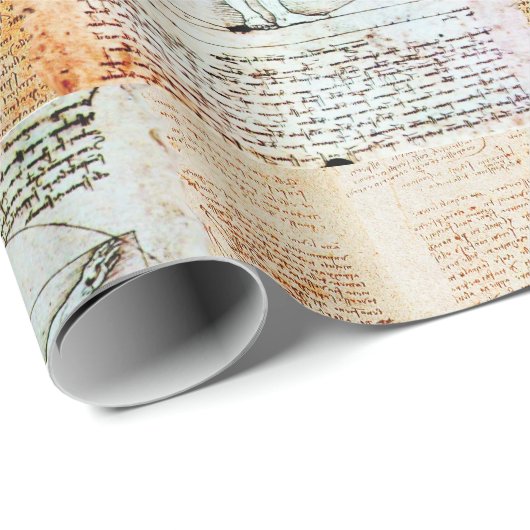 HET MAN VITRUVIAN VAN Leonardo Antiek Parchment Cadeaupapier (Rol Hoek)