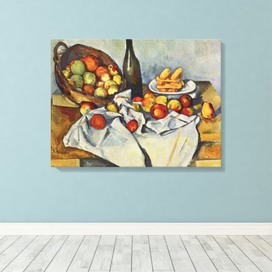 Het mandje appels van Paul Cezanne Canvas Afdruk (Insitu (Houten vloer))