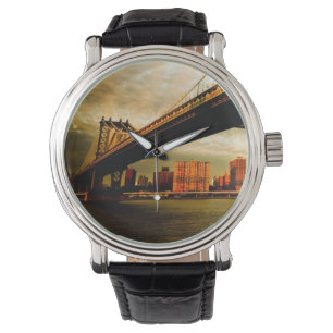 Het Manhattan-uitzicht aan de kant van Brooklyn (N Horloge
