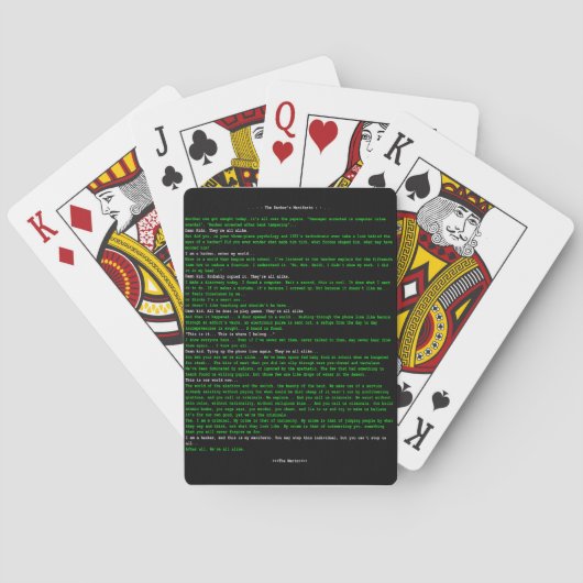 Het Manifest van de Hacker Pokerkaarten (Achterkant)