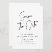 Het manuscript Eenvoudig sparen de Datum Save The Date (Voorkant / Achterkant)