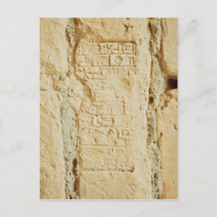 Het manuscript van Cuneiform op een palace muur Briefkaart