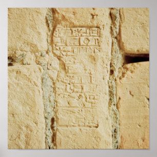 Het manuscript van Cuneiform op een palace muur Poster