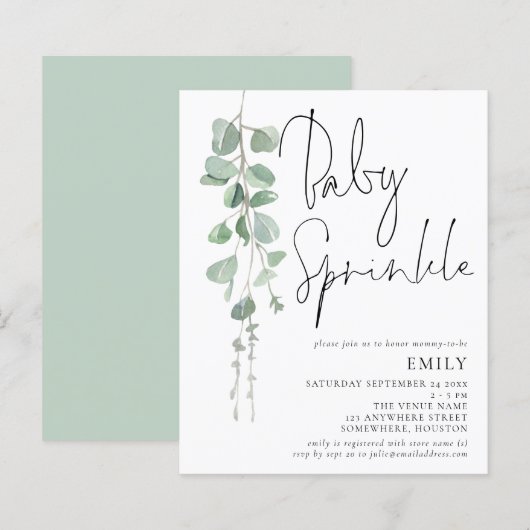 Het Manuscript van de begroting Eucalyptus Baby Sp (Voorkant / Achterkant)