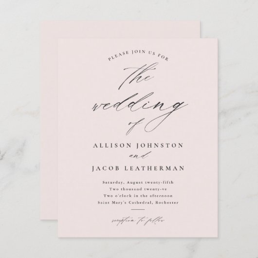 Het Manuscript van de begroting het Blush Roze Wed (Voorkant / Achterkant)