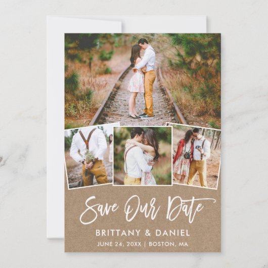 Het Manuscript van de borstel 4 Foto bewaart Onze Save The Date (Voorkant)