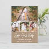 Het Manuscript van de borstel 4 Foto bewaart Onze Save The Date (Staand voorkant)