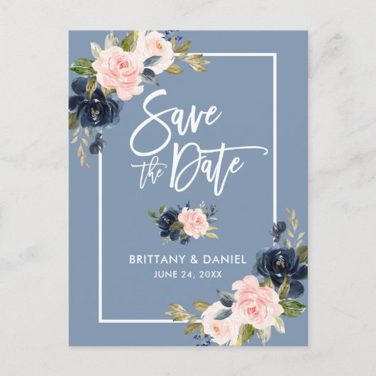 Het Manuscript van de Borstel sparen de Datum Blau Aankondigingskaart (Voorkant)