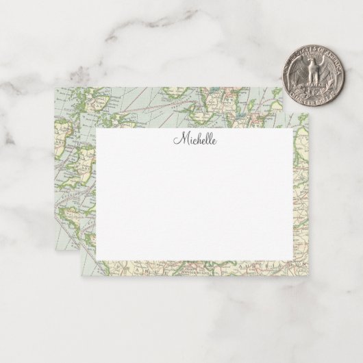 Het Manuscript van de Kaart Personaliseerde Notitiekaartje (Voorkant / Achterkant in situ)