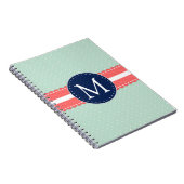 Het Marineblauwe Monogram van het Koraal van het Notitieboek (Rechterzijde)