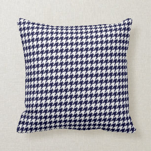 Het marineblauwe Patroon Houndstooth werpt Kussen
