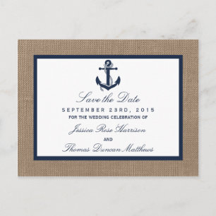 Het marinesanker op het Collectie van de Burlap Be Aankondigingskaart