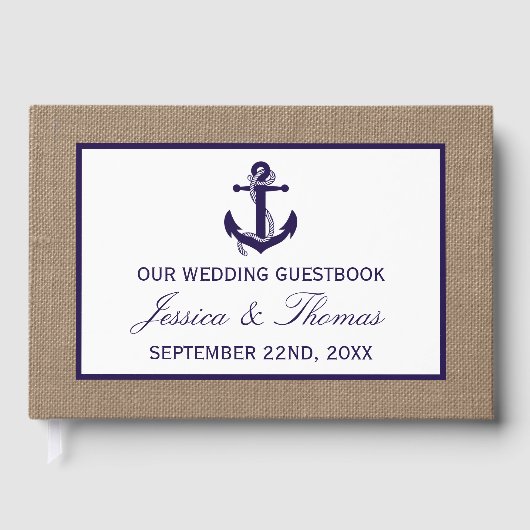 Het marinesanker op het Collectie van de Burlap Be Gastenboek (Voorkant)