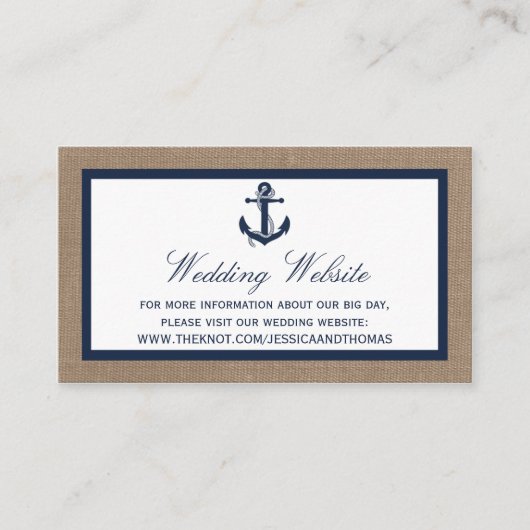 Het marinesanker op het Collectie van de Burlap Be Informatiekaartje (Voorkant)