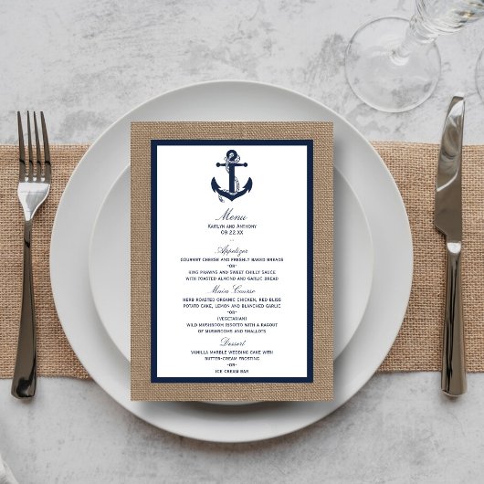 Het marinesanker op het Collectie van de Burlap Be Menu