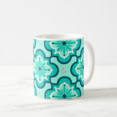 Het Marokkaanse Tile Pattern, Aqua en Turquoise Koffiemok (Voorkant rechts)
